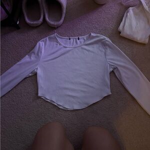 SHEIN White Long Sleeve Crop Top